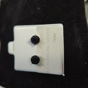 #27 Black 925 Sterling Silver Screw Back Earrings